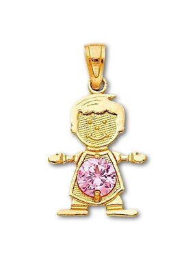 14K Solid Gold October Birthstone Boy Charm By Tehrani Jewelry